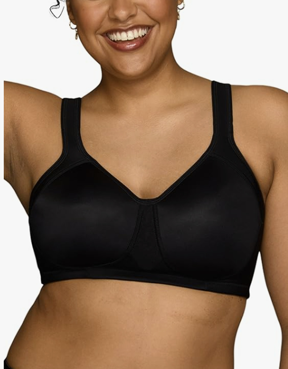Vanity Fair Women's 40D Medium Impact Moisture Wicking Black Sports Bra D31-3